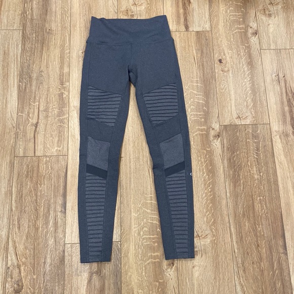 ALO Yoga Pants - ALO Yoga high rise full length leggings with moto and mesh details. Medium
